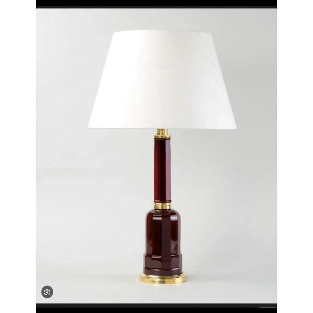 Vaughan French Vintage (2) Lamps RARE Glass & Brass Lux Shades Included